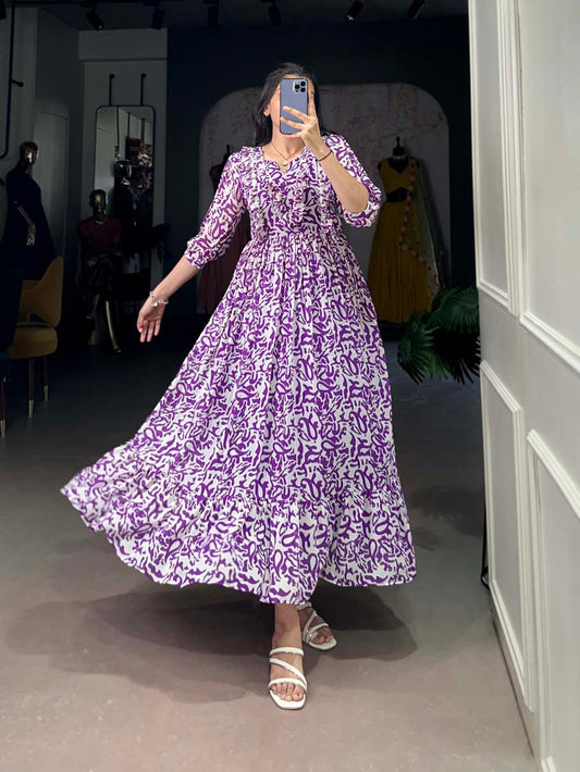 Purple Color Printed Georgette Summer Collection