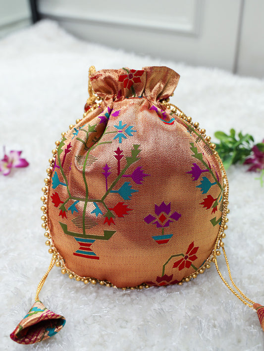 Purple Color Peral Lace Border With Jacquard Silk Batwa