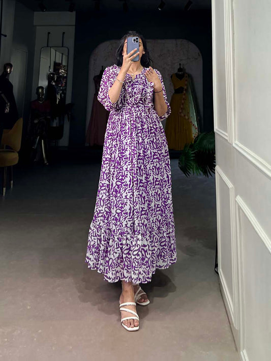 Purple Color Printed Georgette Summer Collection