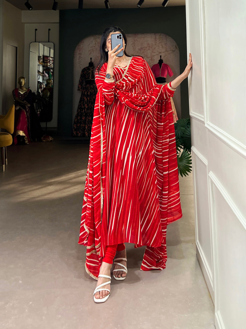red georgette dress Shop Red Indian Gown with Drape