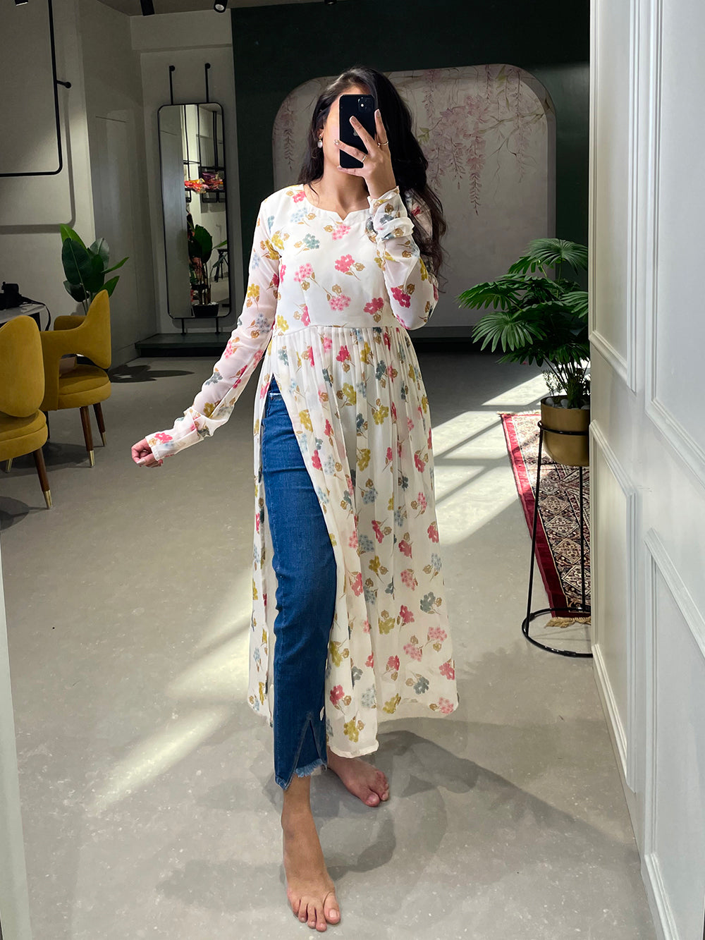 Printed georgette designer new arrivals kurtis
