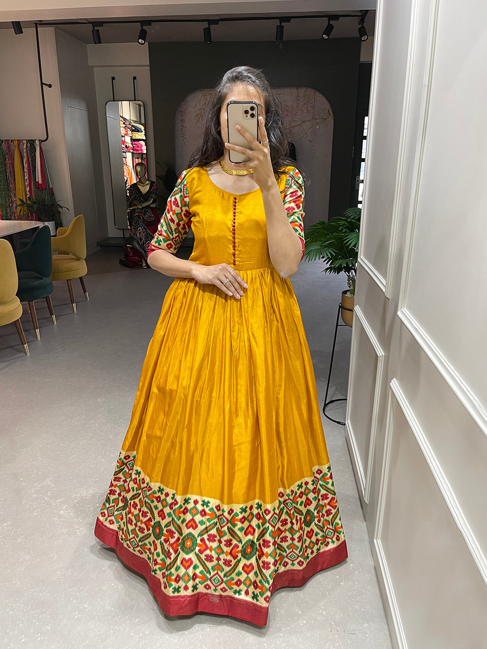 Yellow color gown deals
