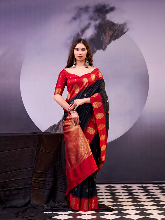 Black Color Poly Cotton Saree