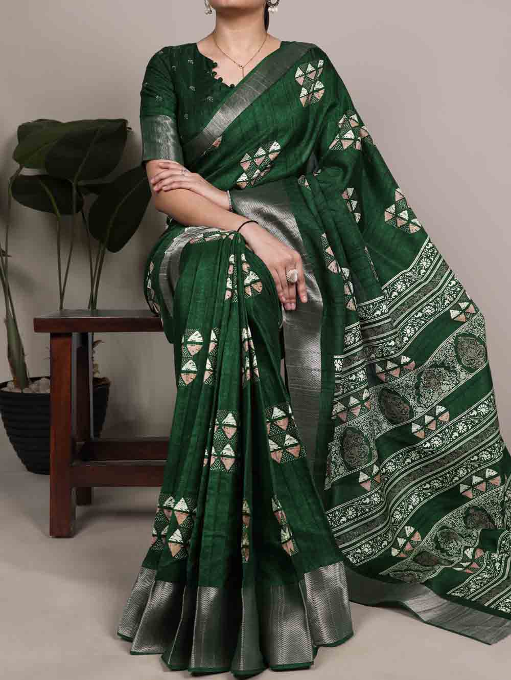 Traditional Wear Slub Silk Saree