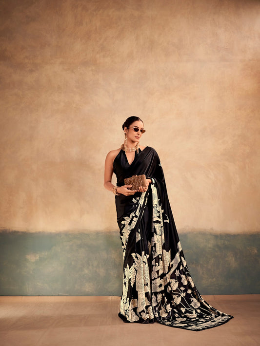 Simple And Stylist Satin Silk Saree