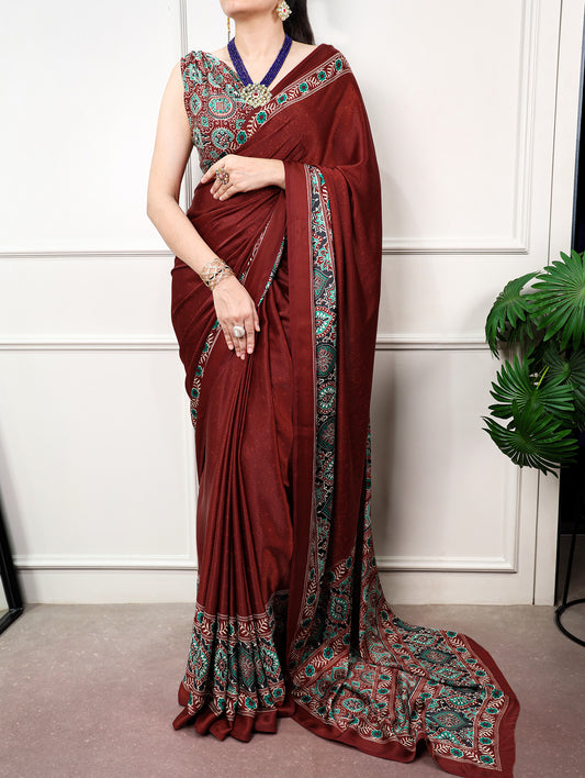 Casual Wear Satin Silk Printed Saree