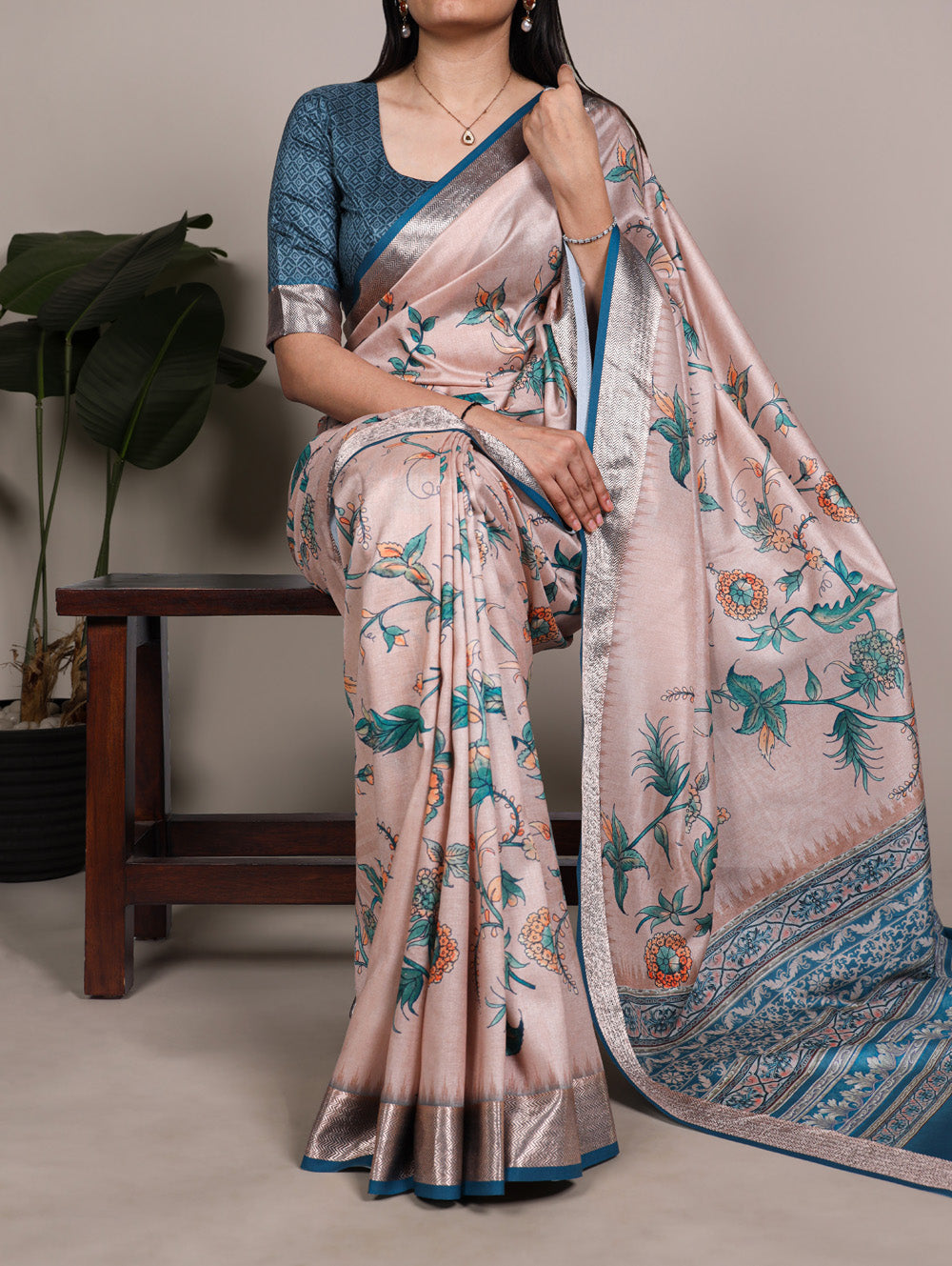 Coconut Color Wedding Wear Tasar Silk Saree