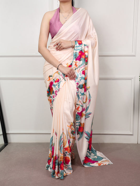 Casual Wear Cream Color Saree