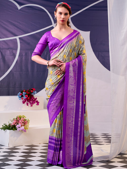 Purple Color Tasar Silk Saree