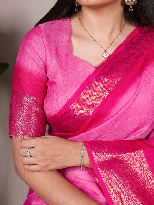 Light Pink Color Zari Weaving Work Marsh Mello Saree