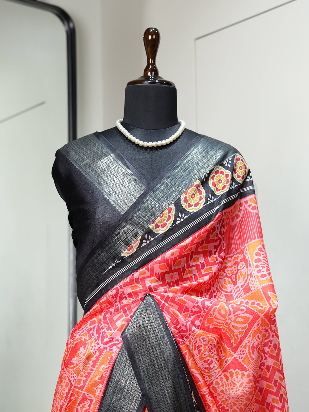 Multi Color Printed With Zari Border Dola Silk Latest Wedding Collection Saree