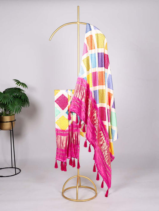 Multi Color Printed Gaji Silk Festive Wear Dupatta