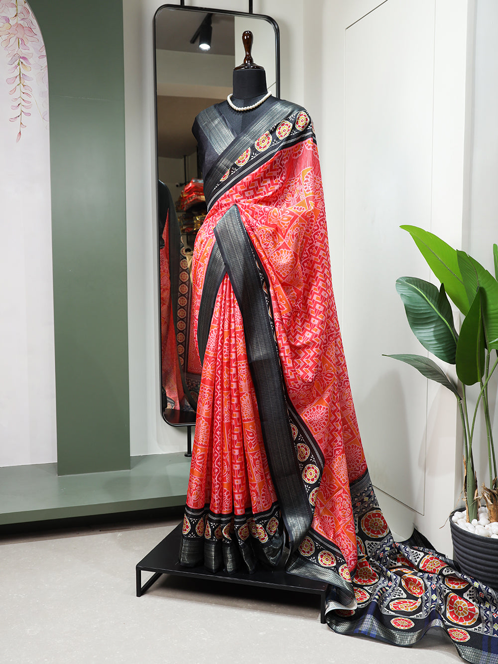 Multi Color Printed With Zari Border Dola Silk Latest Wedding Collection Saree