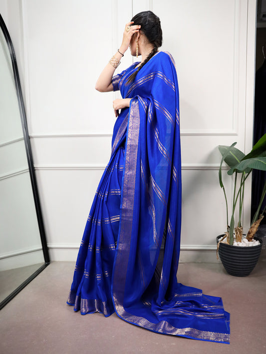 Traditional Royal Blue Color Saree For Women