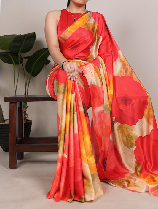 Multi Color Satin Silk Saree