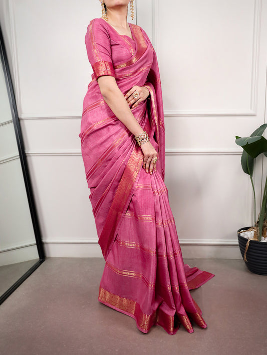 Zari Weaving Work Traditional Saree