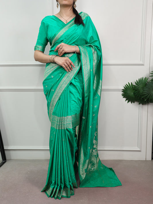 Aqua Green Color Mysore Crepe saree