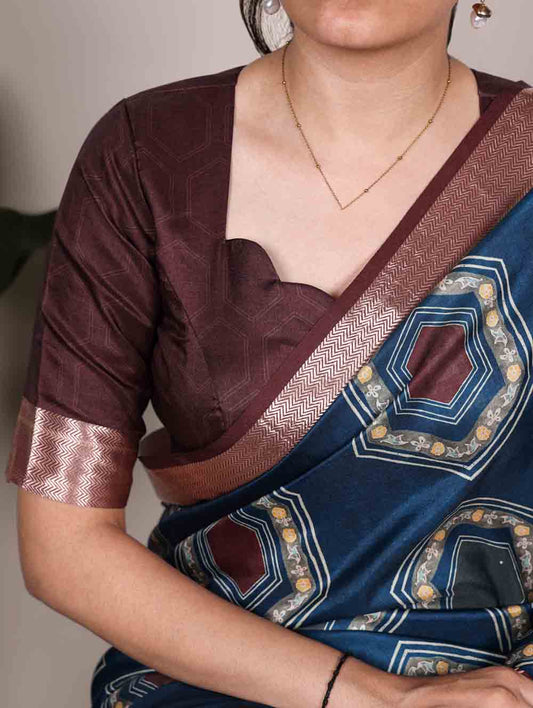 Teal Color Festival Wear Tasar Silk Saree