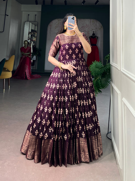 Wine Color Long Dress For Women