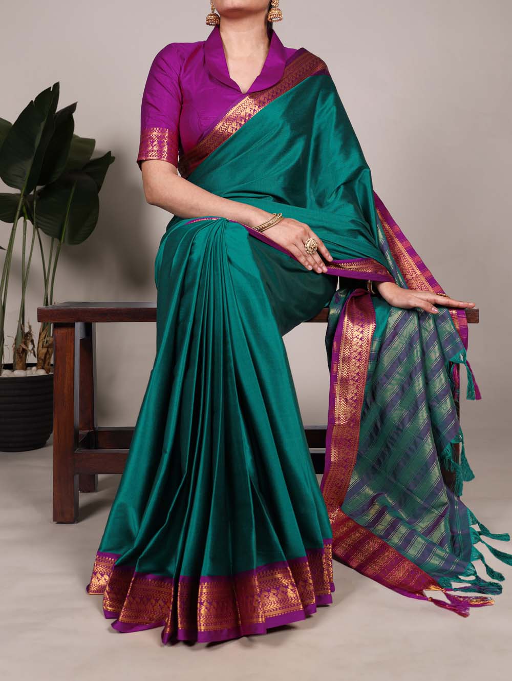 Firozi Color Zari Weaving Work Aura Silk Saree