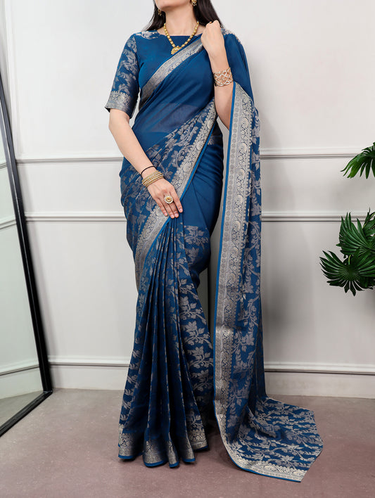 Designer Saree with  Zari Weaving Work