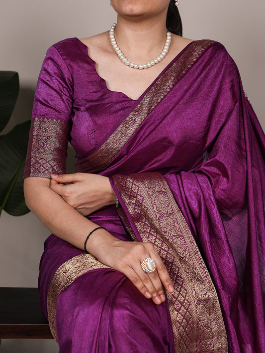 Temple Wear Naylon Dola Silk Saree