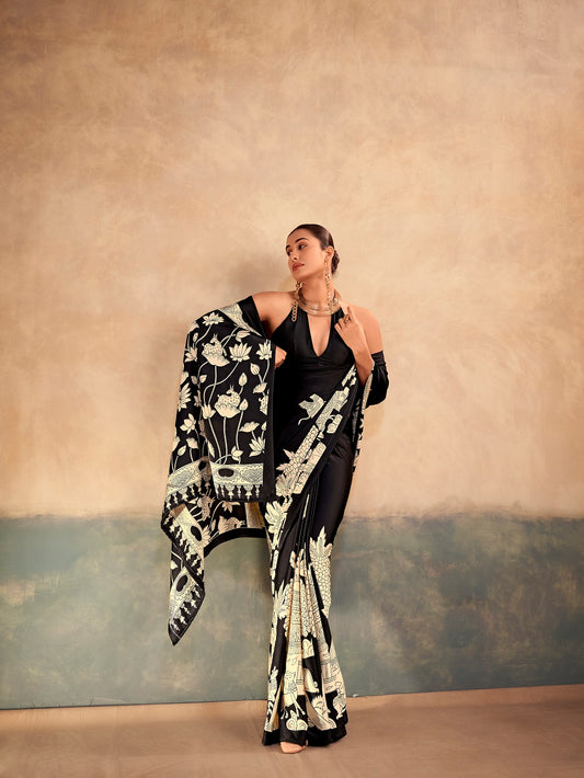 Simple And Stylist Satin Silk Saree