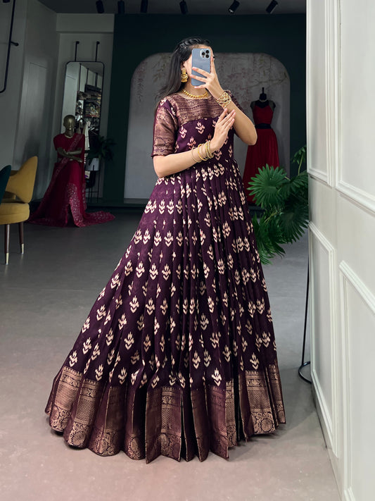 Wine Color Long Dress For Women