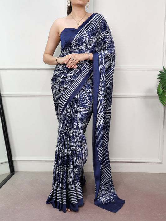 Satin Silk Printed Stylist Saree