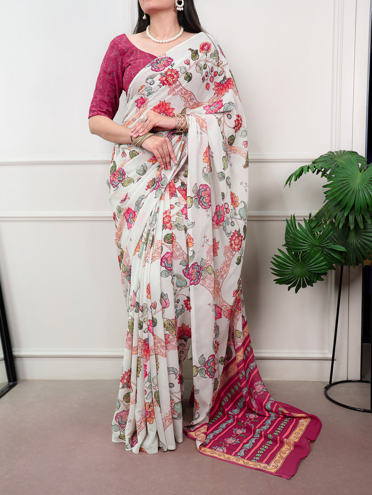Latest Floral Printed Saree Collection For Women
