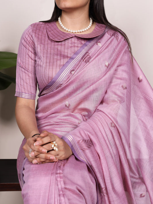 Lavender Color Festive Wear Cottn Silk Saree