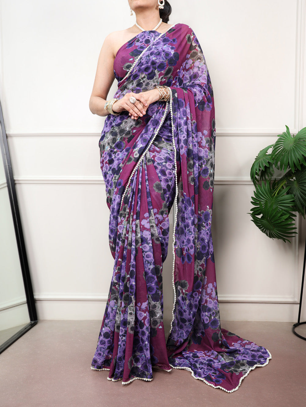 Weightless Marbel Fancy Saree