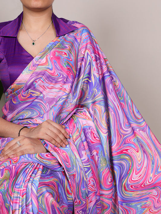 Party Wear Lavender Color Saree