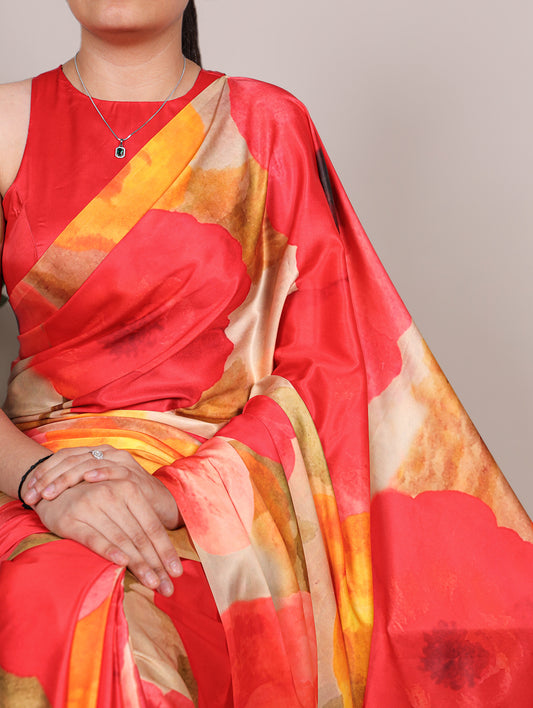 Multi Color Satin Silk Saree