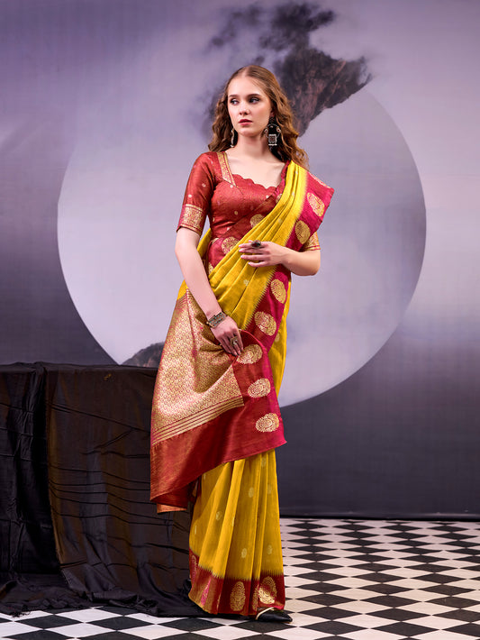 Mustard Color Poly Cotton Saree