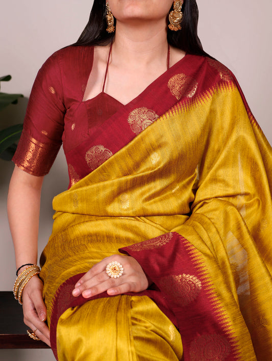Mustard Color Poly Cotton Saree
