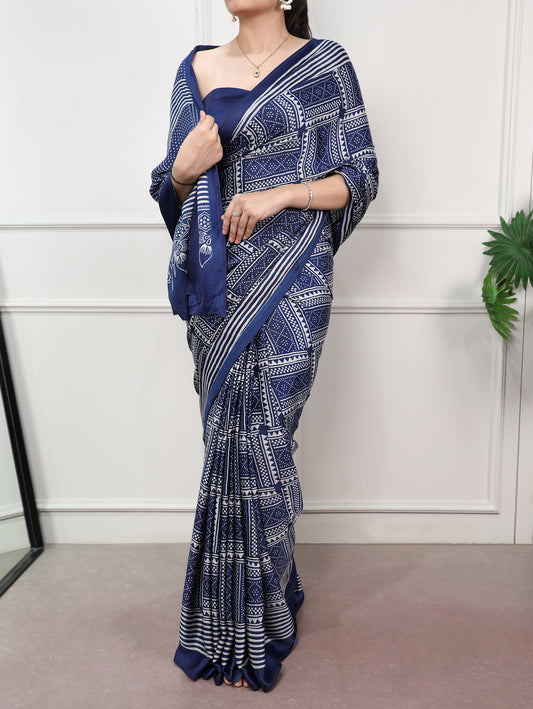 Satin Silk Printed Stylist Saree