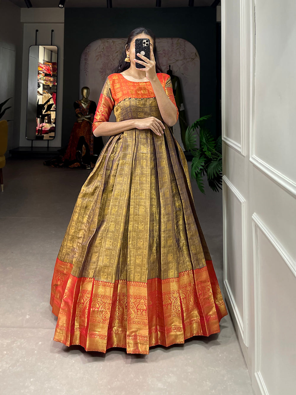Purple Color Zari Weaving Work Kanjivaram Dress