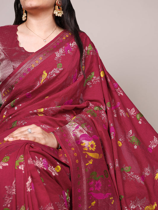 Rouge Color Naylon Saree