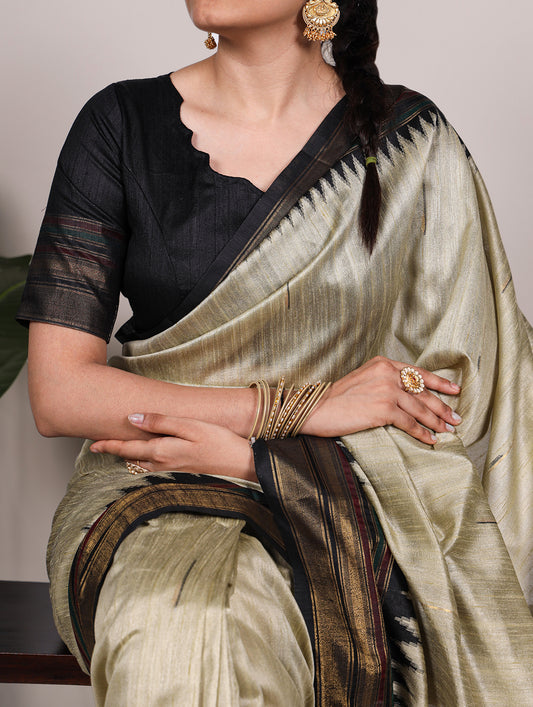 Oat Meal Color Onam Wear Saree