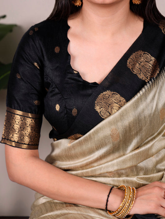 Oatmeal Color Poly Cotton Saree