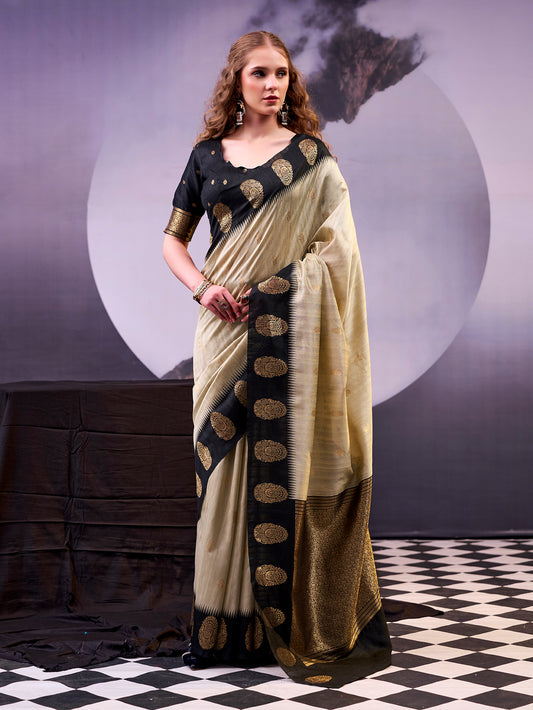 Oatmeal Color Poly Cotton Saree