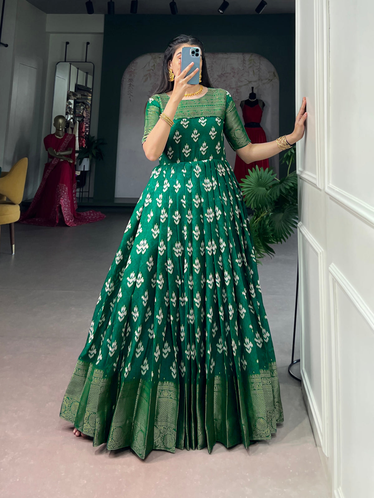 Kota Chex With Printed Long Dress