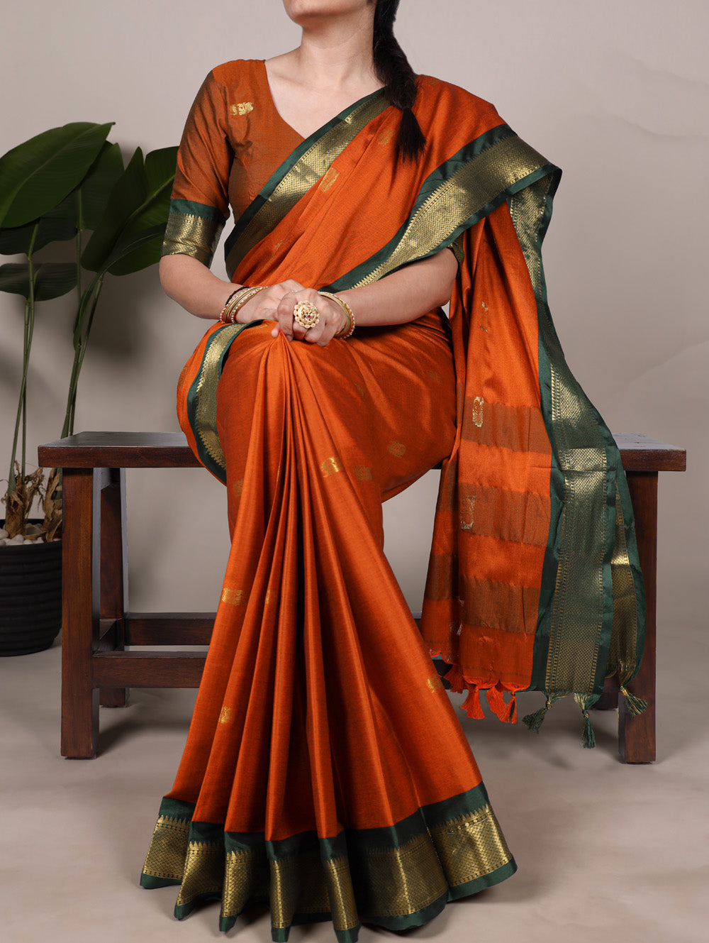 Orange Color Weaving Work With Paithani Concept Cotton Silk Saree