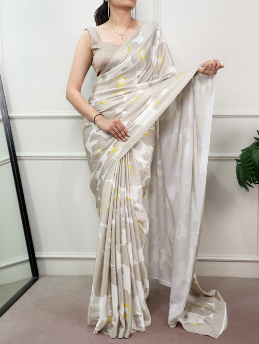 Ethnic Wear Pearl Beige Color Saree