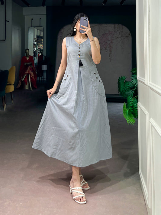 Simple And Stylist Khadi Cotton Dress