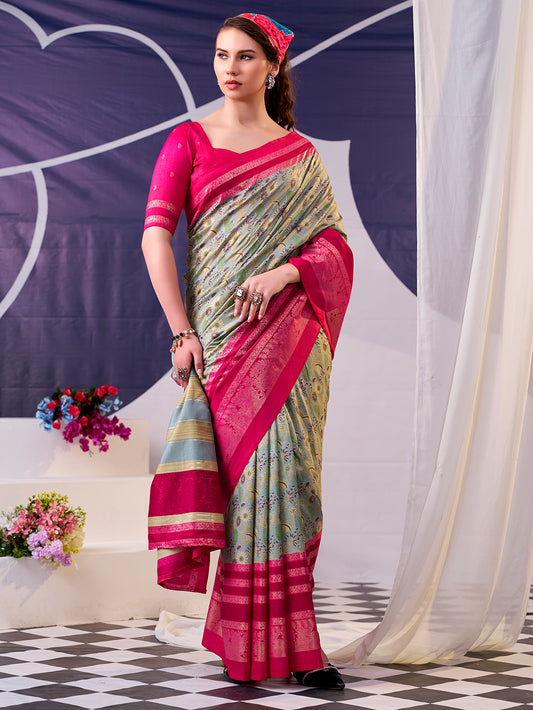Pink Color Tasar Silk Saree