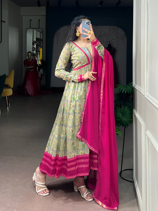 Premium Festive Wear Floral Print Gown