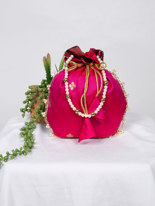 Pink Color Weaving Zari Work Silk Batwa