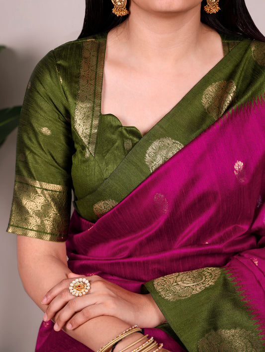Pink Color Poly Cotton Saree